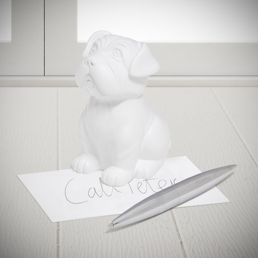 Magnetický stojan s perom / ťažidlo na listy (psík) BALVI Woof!, biely