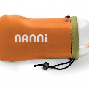 Dvojdielny závesný lunch box IRIS Nanni s príborom, 0,7 l. biely/oranžový obal