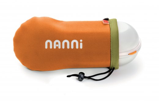 Dvojdielny závesný lunch box IRIS Nanni s príborom, 0,7 l. biely/oranžový obal