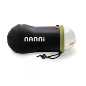 Dvojdielny závesný lunch box IRIS Nanni s príborom, 0,7 l. biely/čierny obal