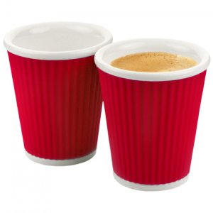 Hrnčeky na capuccino LES ARTISTES PARIS, 2ks/18 cl, červené
