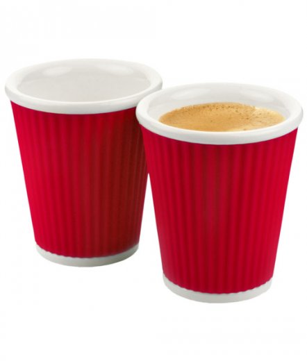 Hrnčeky na capuccino LES ARTISTES PARIS, 2ks/18 cl, červené