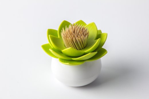Stojan na špáradlá QUALY Lotus Toothpick Holder, bielo-zelený