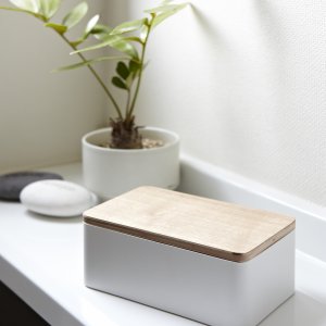 Zásobník na vlhčené obrúsky YAMAZAKI RinWet Box, biely/drevo
