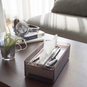 Zásobník papierových obrúskov YAMAZAKI Lux Box, hnedý/transparentný