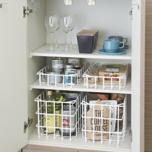 Stohovateľný košík na potraviny YAMAZAKI Tower,S, plytký, biely