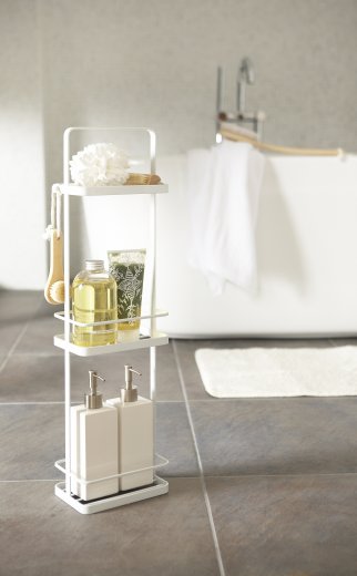 Poličky do kúpeľne YAMAZAKI Tower Bath Rack 3, biele