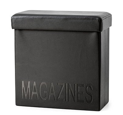Box na noviny/taburetka  BALVI Relax, (koža) čierna
