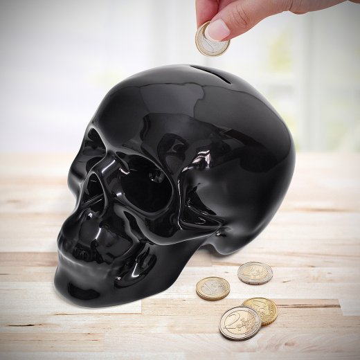 Porcelánová pokladnička BALVI Skully, čierna