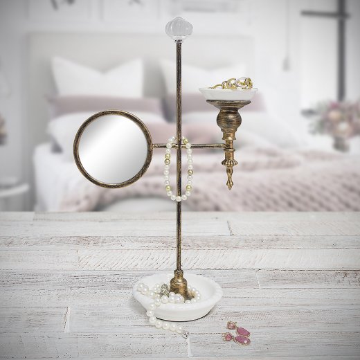 Stojan na šperky so zrkadlom BALVI Boudoir (kov, porcelán)