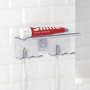 Nástenný držiak na zubné kefky a pastu BALVI Basics, (plast)