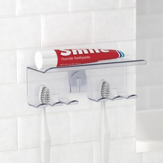 Nástenný držiak na zubné kefky a pastu BALVI Basics, (plast)