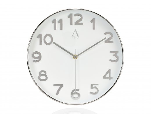 Nástenné hodiny ANDREA HOUSE (kov) 30 cm, biele/chróm