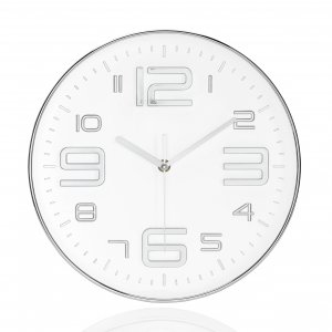 Nástenné hodiny ANDREA HOUSE (kov) 30 cm, biele/chróm