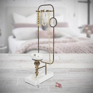 Ozdobný stojan na šperky so zrkadlom BALVI Precious (kov, porcelán)