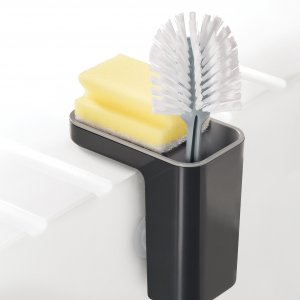 Držiak na čistiace potreby s prísavkami určený na hranu drezu JOSEPH JOSEPH Sink Pod™, šedý