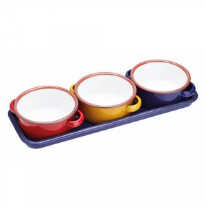 Smaltované servírovacie misky s podnosom KITCHEN CRAFT World of flawours