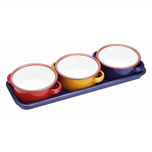 Smaltované servírovacie misky s podnosom KITCHEN CRAFT World of flawours