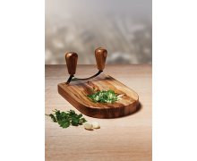 Kolískový krájač na bylinky s doskou (akácia) KITCHEN CRAFT