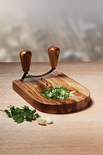 Kolískový krájač na bylinky s doskou (akácia) KITCHEN CRAFT