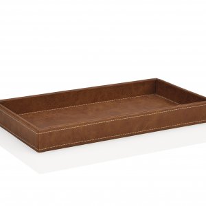 Podnos ANDREA HOUSE 30 x 16,5 cm, (umelá koža), hnedý