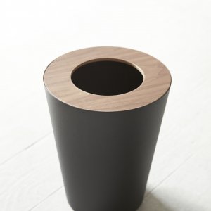 Odpadkový kôš YAMAZAKI Rin Round, tmavý (kov, drevo)