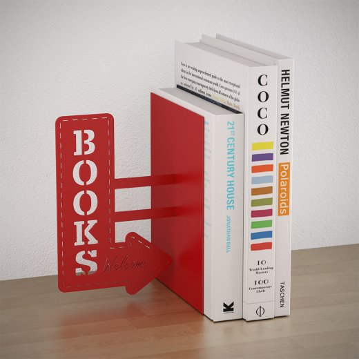 Knižná zarážka BALVI Bookshop (kov) červená