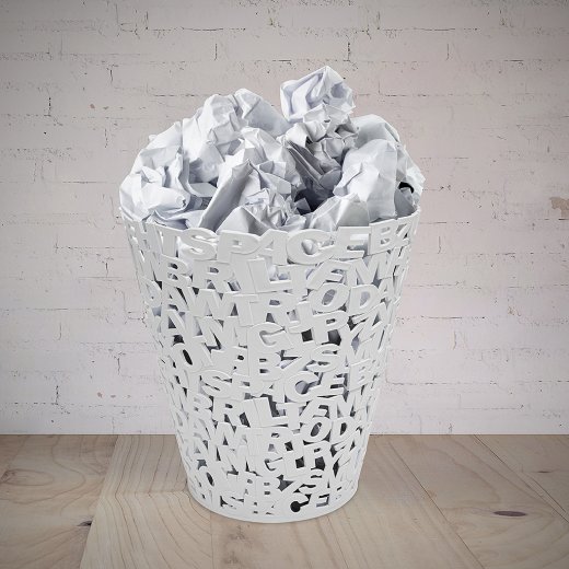Kancelársky odpadkový kôš BALVI Letters, (plast) biely