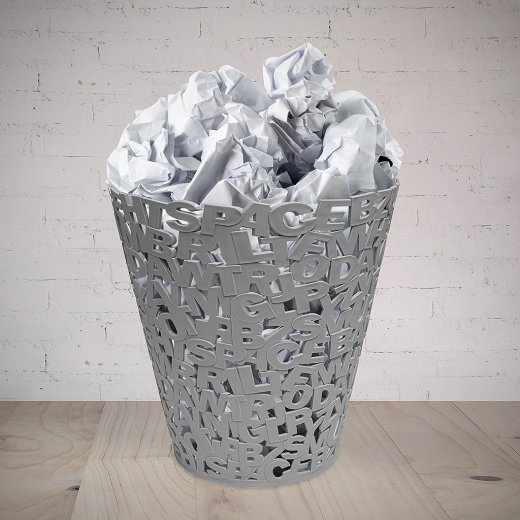 Kancelársky odpadkový kôš BALVI Letters, (plast) šedý