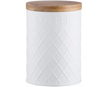 Dóza na kávu TYPHOON Embossed Coffee, (kov, bambus) biela
