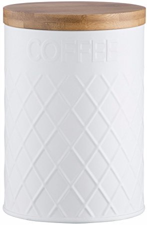 Dóza na kávu TYPHOON Embossed Coffee, (kov, bambus) biela