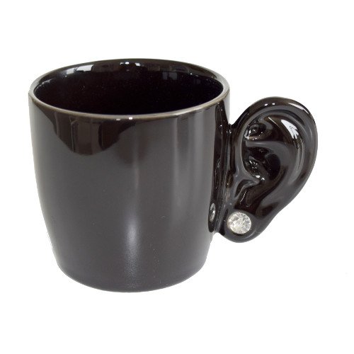Porcelánový hrnček s "uchom" INVOTIS Ear Cup, čierny