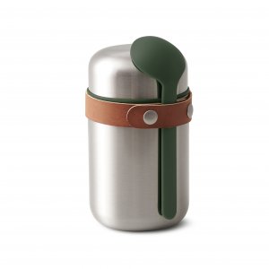 Termoska na jedlo s lyžicou BLACK-BLUM Food Flask, 400ml, nerez/olivová