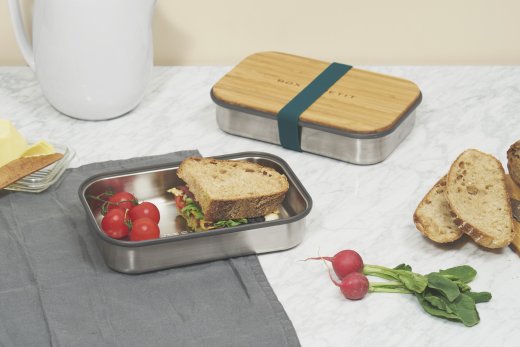 Sandwich Box BLACK-BLUM nerez/bambus, modrý (veko aj ako podnos/doska na krájanie)