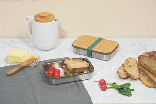 Sandwich Box BLACK-BLUM  nerez/bambus, zelený (veko aj ako servírovací podnos/doska na krájanie)
