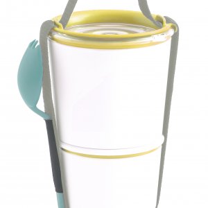 Misky na jedlo s popruhom a lyžicou Black-Blum (300/550 ml.) biela, medová