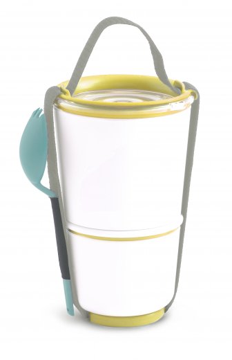 Misky na jedlo s popruhom a lyžicou Black-Blum (300/550 ml.) biela, medová