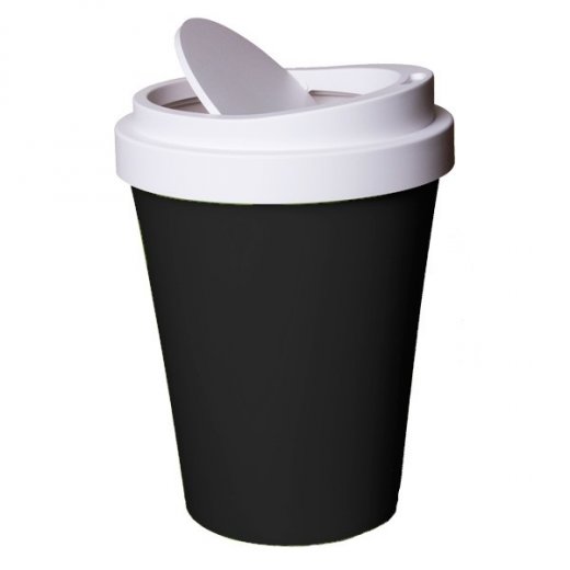 Odpadkový kôš QUALY Coffee Bin, (káva so sebou) čierny-biely