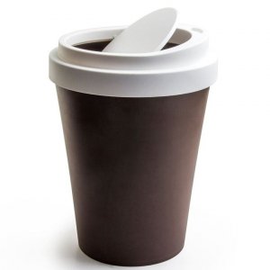 Odpadkový kôš QUALY Coffee Bin, (káva so sebou) hnedý-biely