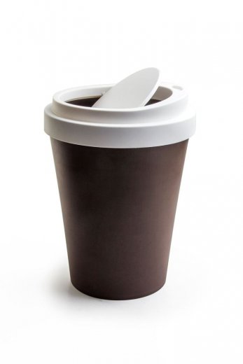 Odpadkový kôš QUALY Coffee Bin, (káva so sebou) hnedý-biely