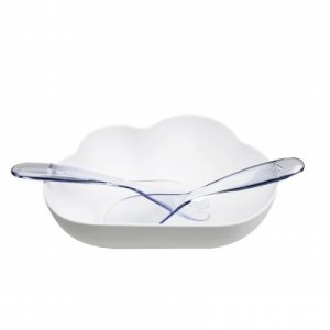 Šalátová misa so servírovacími nástrojmi QUALY Cloud, biela (plast)