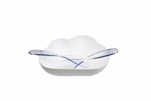 Šalátová misa so servírovacími nástrojmi QUALY Cloud, biela (plast)