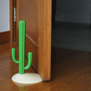 Zarážka do dverí QUALY Cactus, (plast) krémová-zelená