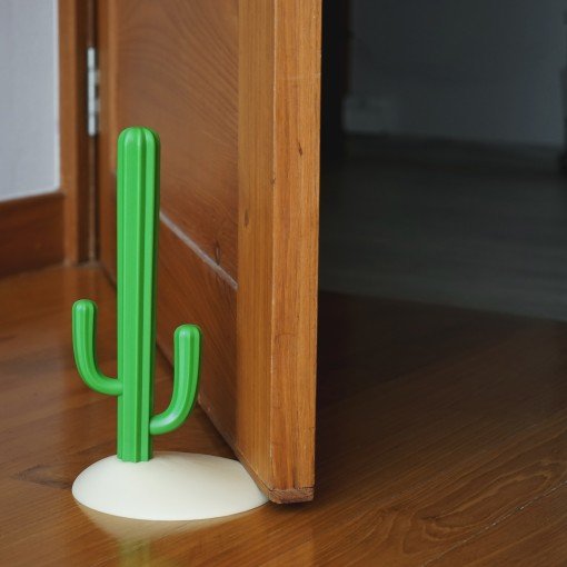 Zarážka do dverí QUALY Cactus, (plast) krémová-zelená