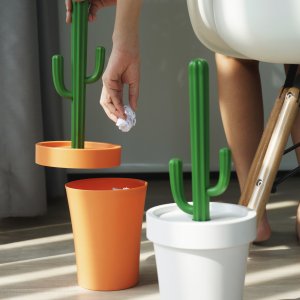 Odpadkový kôš QUALY, (kaktus) oranžový-zelený, plast