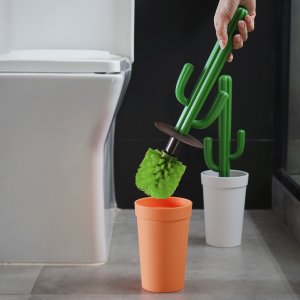 Vtipná WC kefa (kaktus) QUALY Cacbrush, oranžová-zelená
