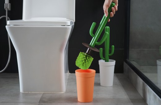 Vtipná WC kefa (kaktus) QUALY Cacbrush, oranžová-zelená