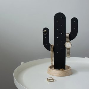 Stojan na šperky/hodinky MORE OVER Cactus, (kov, drevo) čierny