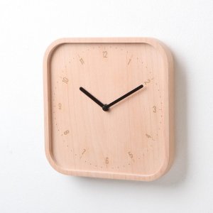 Drevené nástenné hodiny PANA OBJECTS Allday Square, (buk), prírodná-čierna (26 cm.)