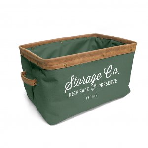 Multifunkčný úložný box/stojan na noviny BALVI Vintage, (textilný) zelený, 24 l.